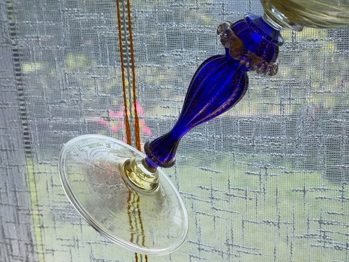 Murano art glass chalice goblet collectible cobalt blue signed Venice italy - Picture 6 of 11