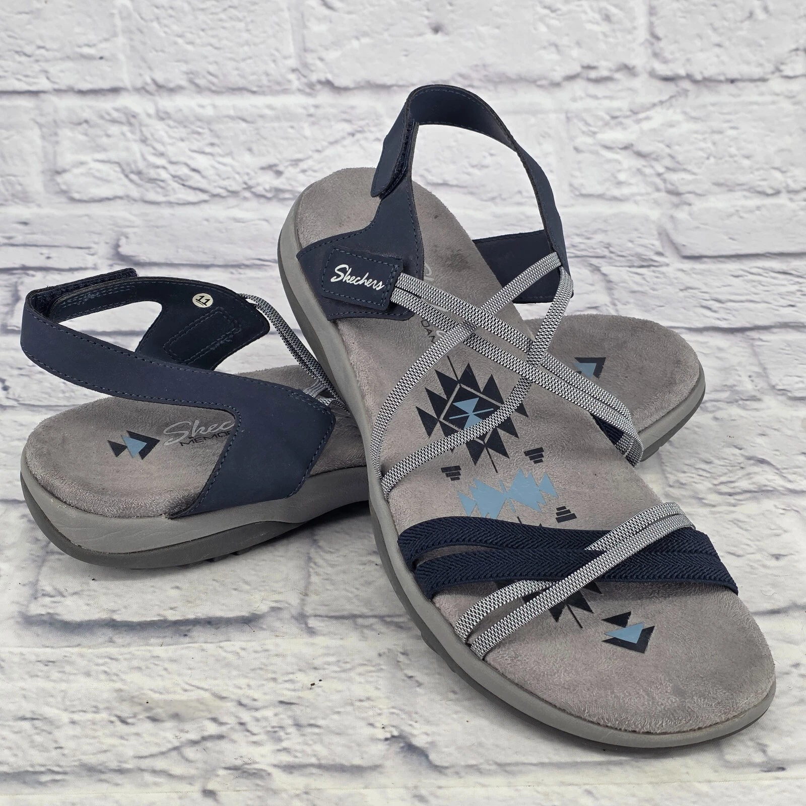 NIKE Sandalo Skechers reggae slim grigio navy con cinturino comodo donna 11 largo scarpa casual