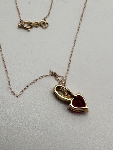 Collana in oro giallo 10 kt con ciondolo cuore rosso e diamanti 18" 6 mm - Foto 14 di 14