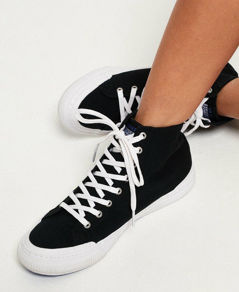 NIB SUPERDRY Women's PACIFIC HIGH TOP TRAINERS Black UK