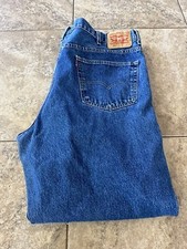 Levis 550 Jeans Mens Size 46X32 Blue Denim Flat Front Straight Jeans Fit 44X32
