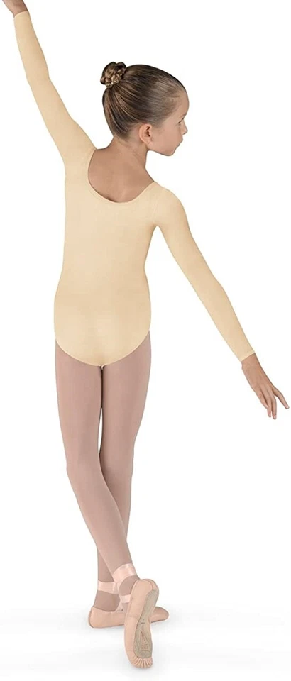 Bloch Dance Girls 243461 Meglio Microlux Long Sleeve Leotard Nude Size 2/4 - Image 2 of 2