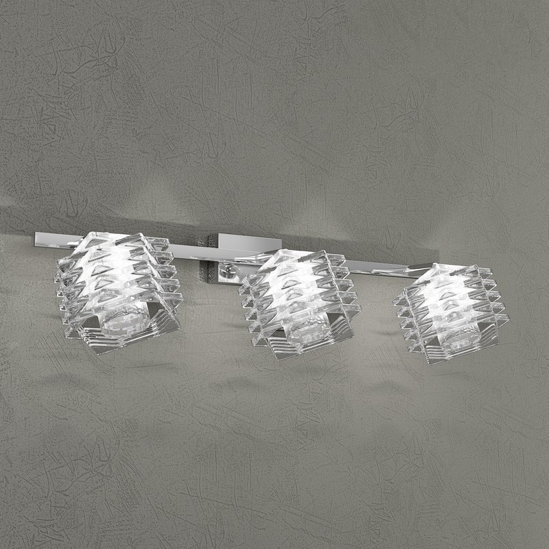 Applique di Lusso 3 Luci Cristallo TPL 0498 Cromo Lucido Design Cubo