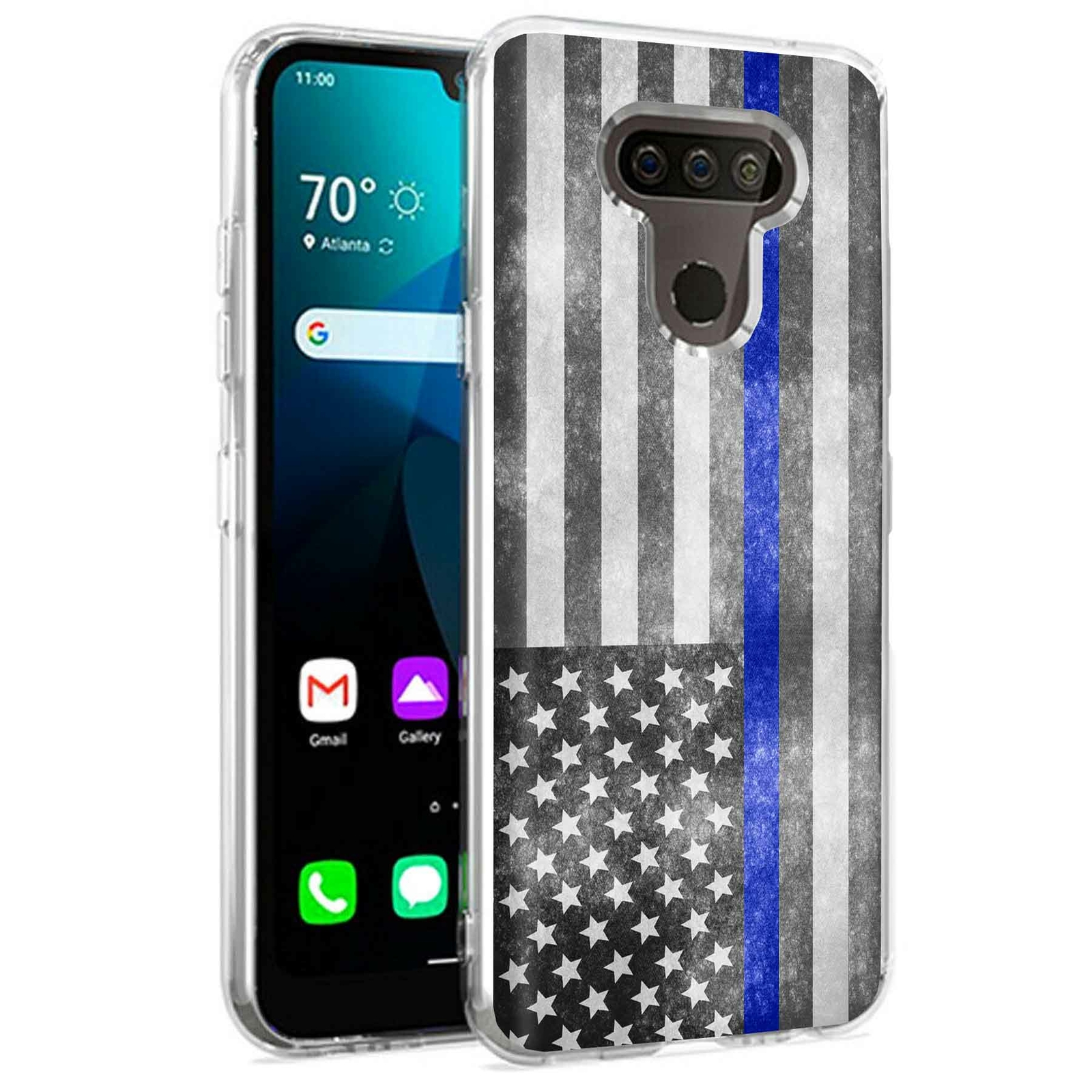 Funda de teléfono para LG Harmony 4, Premier Pro Plus, K41, delgada línea azul impresión 1