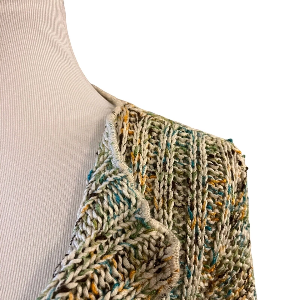 Bcbgmaxazria Confetti Cardigan Cream Sweater Wooden Buttons Womens Size L Large - Изображение 3 из 4