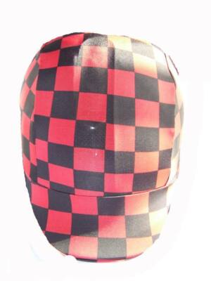 Ecotak lycra helmet cover - Red black check Ecotak | eBay