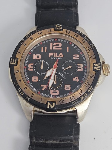 2000s Men's Fila Polaris FA0733-G Day/Date Quartz 50M WR 42mm Watch