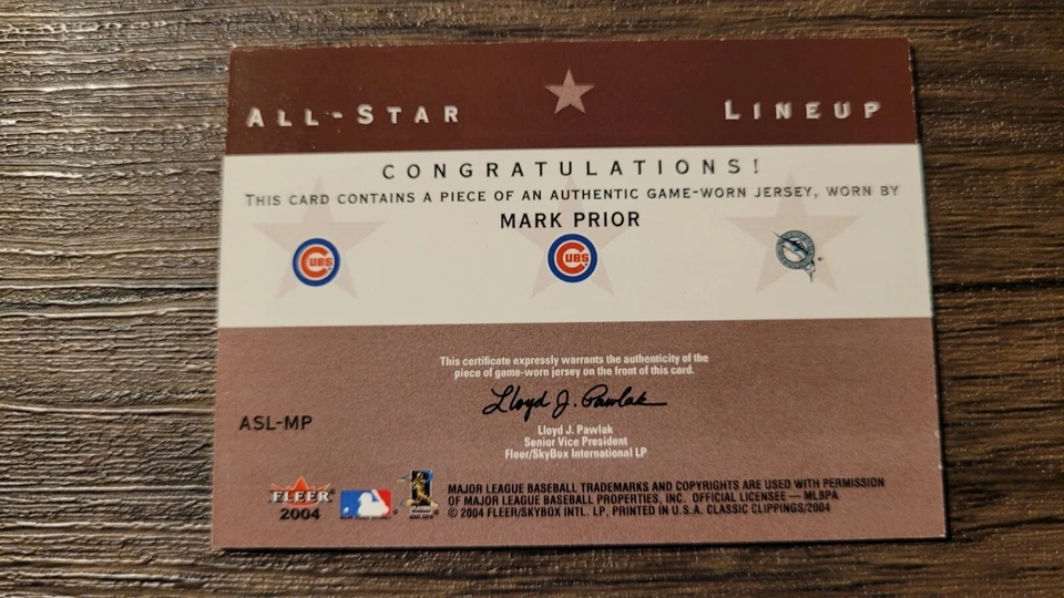 2004 Fleer经典剪报木/Prior/Willis棒球球衣卡 — 第 2/2 张图片