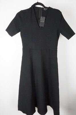 Giorgio Armani Solid Black Silk Blend Dress Sz 2 US 38 BRAND NEW