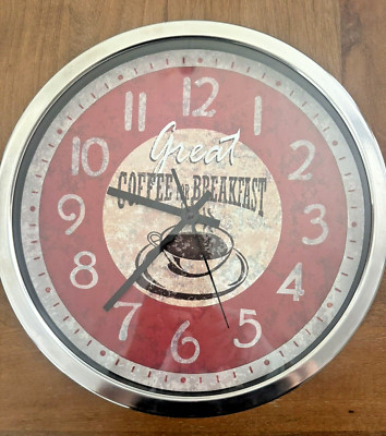 Vintage Wall Clock Silver, 9 Inches Ticking Quartz, Keeps Good Time!