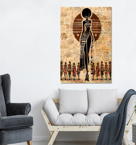 African Lady Decorative illustration mounted canvas ready to hang - Picture 3 of 6