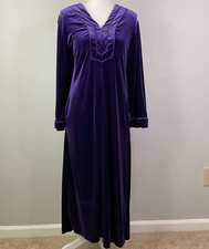 Oscar De La Renta Pink Label Caftan Womens Large Purple Velvet House Dress Robe