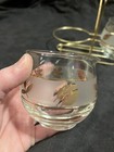 VINTAGE MCM LIBBEY Golden Foliage Creamer & Sugar Bowls w/ Caddy Holder — photo 2