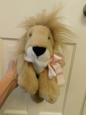 BJ Toy Co Floppy Plush Lion 13'' Long Sweet face full Fluffy soft mane Vtg laying