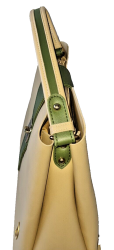 Ladies Handmade Shoulder Bag, Synthetic Leather, Color: Green & Tan, Size: Large - Picture 3 of 15