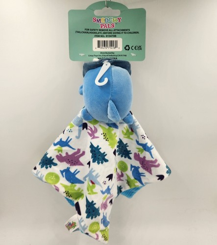 Smoochy Pals Baby Security Blanket with Plush Dinosaur, Blue, Nunu Lovey, L30 - Picture 4 of 4