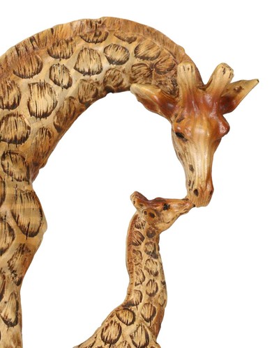 Safari Giraffe Family Statue 6.75"H Faux Wood Resin Giraffe Mother And Calf - 第 7/9 張圖片
