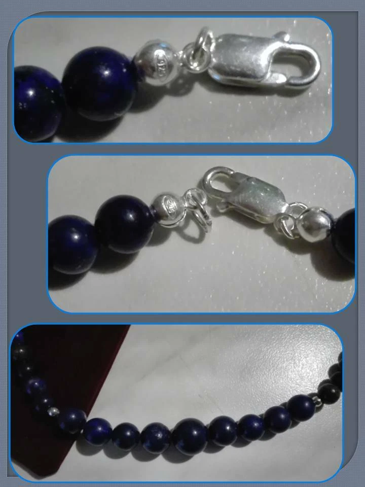 Collana Lapislazzuli chiusura argento sterling - Immagine 2 di 2