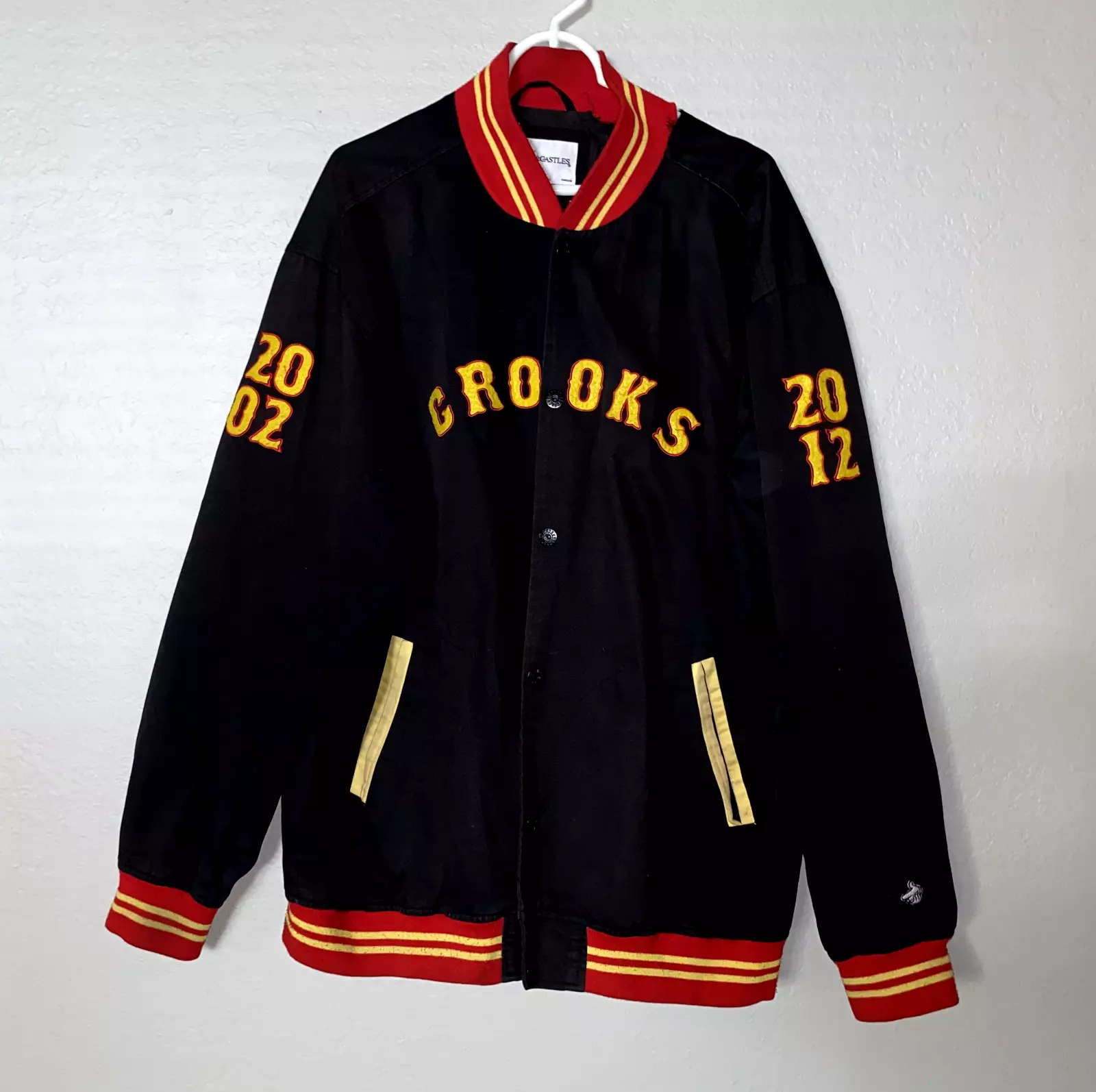 blouson bomber vintage Crooks & Castles DAMAGED cool streetwear 2012 Supreme huf