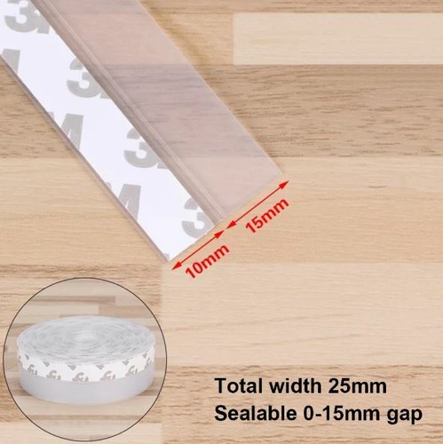 Self Adhesive Door Sealing Tape Clear 25mm x 5m Stop Drafts Weather Stripping US - Picture 2 of 3