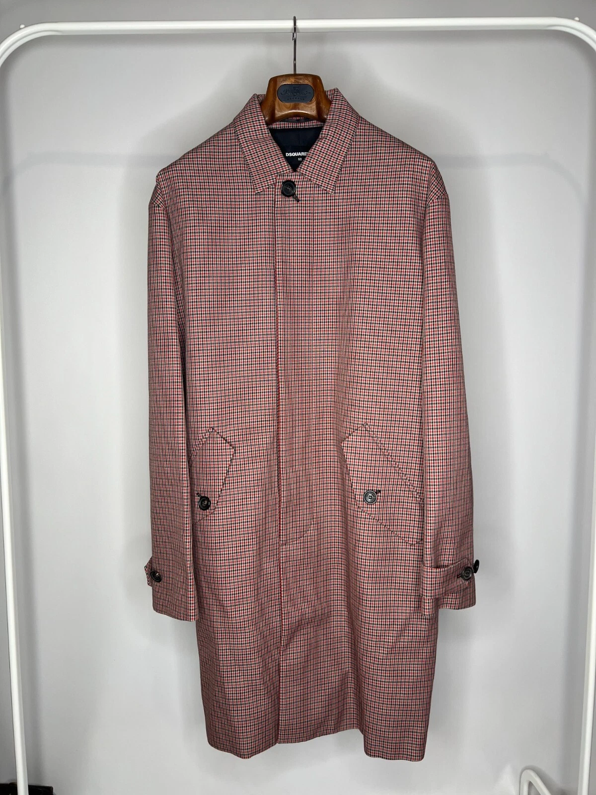 Autentica trincea lunga Dsquared2 cotone lana Heritage a scacchi taglia EU52