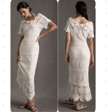 Anthropologie BHLDN x Free People Arwen Maxi Crochet Doily Boho Dress Size XS