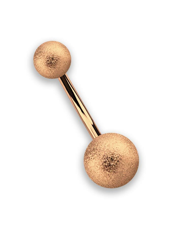 Íntimo Piercing de Ombligo Banana 2 Bolas En 6/5 Diamante Plata + Rosa Oro