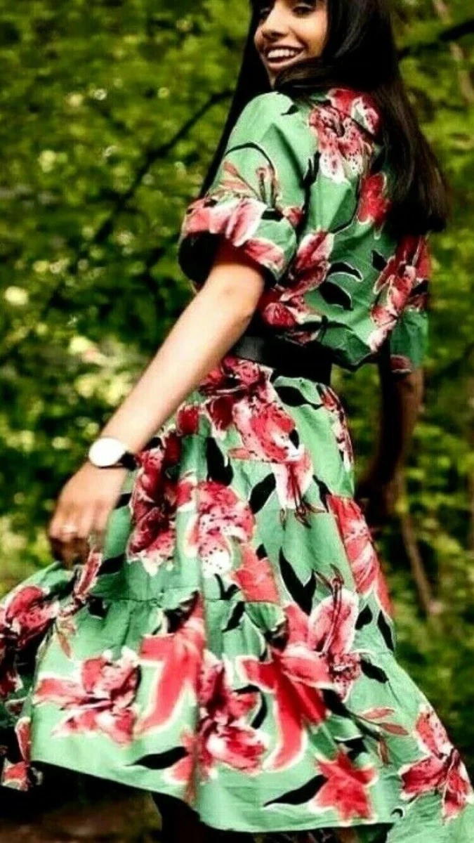 zara floral belted dress