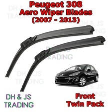 (07-13) Peugeot 308 Aero Tergicristalli / Parabrezza Anteriore Tergicristalli Lame Piatte T7