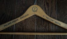 Rare Vintage 1920  s Luxury Palmer House Hotel Chicago Coat Clothes Wood Hanger