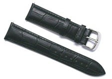 19 20 21 22mm Black Alligator Grain Leather Replacement Unisex Watch Band Strap