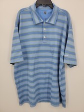 Nike Golf Polo Shirt Mens Large Blue Stripe Short Sleeve Outdoor Performance