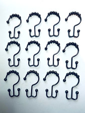 12 Bronze Metal Double Sided Glide Shower Curtain Hooks