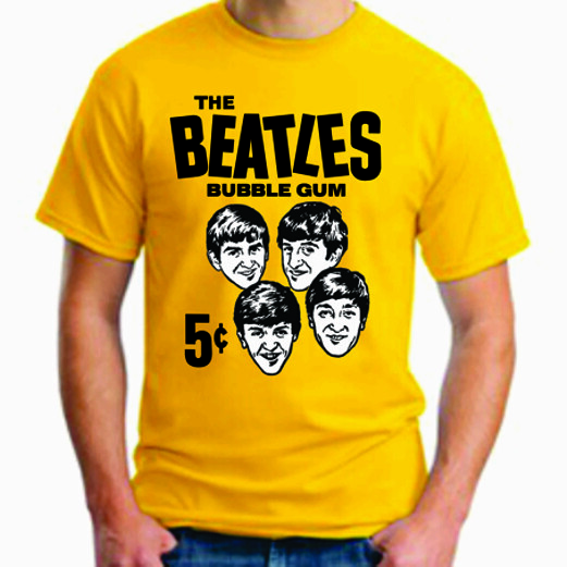 THE BEATLES BUBBLE GUM CARDS TEE T-Shirt Retro Lennon McCartney