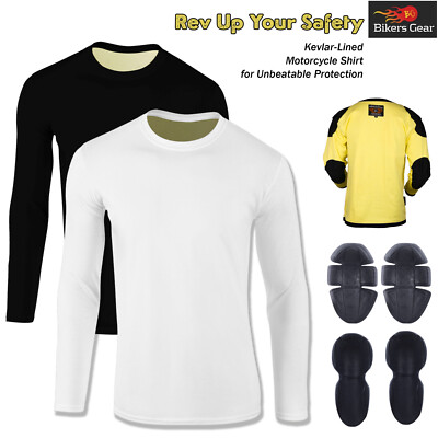Men Motorcycle Motorbike Riding Full Kevlar Lined T-Shirt