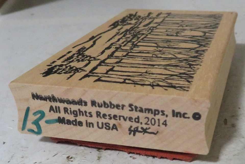 Sello de Goma Northwoods Bosque Árboles Trineo Caballo Dibujado 4 3/4" x 2 1/2" Nuevo 2014 Foto 4 de 4