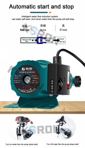 Pack of 2  Silent 220V Automatic Booster Pump 165W Boost Pressure Water Pump - Afbeelding 2 van 10