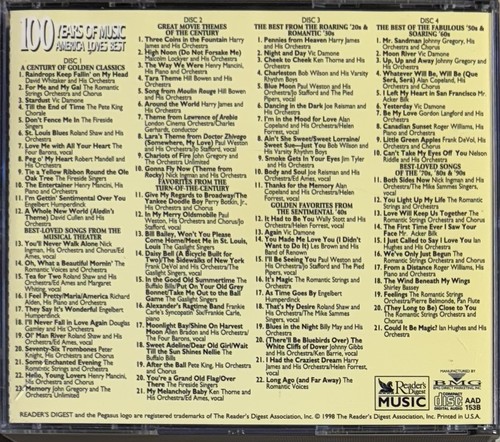 100 Years of Music America Loves Best (4xCD Box, 1998 Readers Digest) - Picture 2 of 2