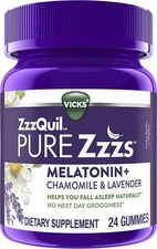 ZzzQuil PURE Zzzs, Melatonin Sleep Aid Gummies with Lavender, Valerian Root...