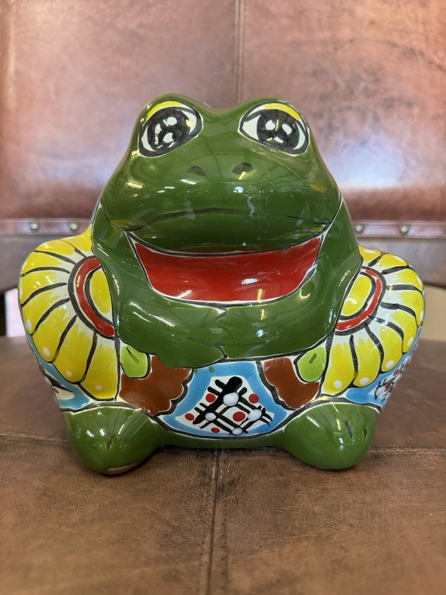 Mexican Talavera Happy Frog Planter Animal Pot Folk Art Pottery 8" | eBay