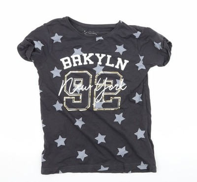 Primark Mädchen grau geometrisches Jersey Basic T-Shirt Größe 10-11 Jahre-Brooklyn