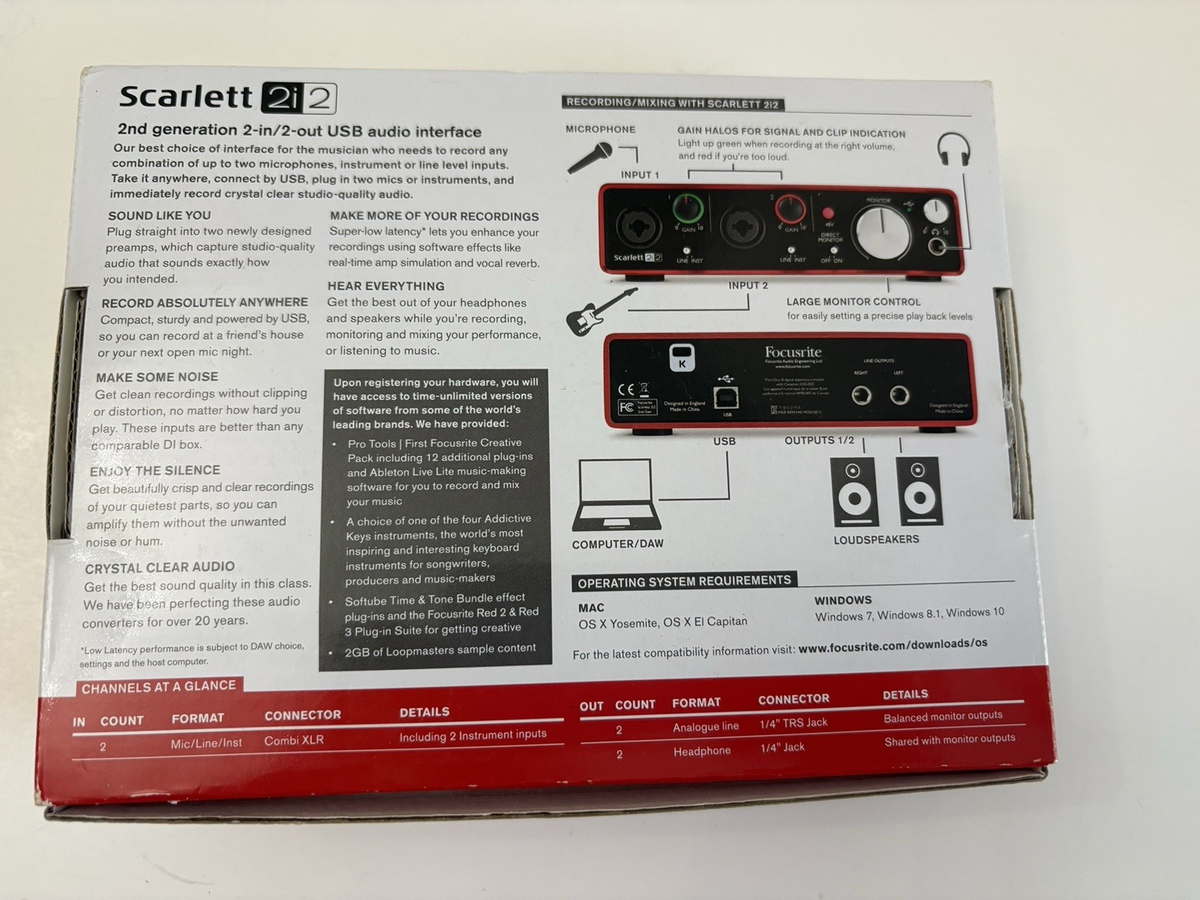 Buy Focusrite Scarlett 2i2 (2nd Gen) USB Audio Interface online | eBay