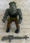 Vintage Ninja Turtles TMNT Rocksteady Action Figure Gun 13" Playmates 1990 READ
