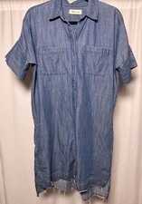 Madewell Denim Shirtdress Raw Hem Short Sleeve Womens Medium