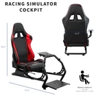 VIVO Black + Red Racing Simulator Cockpit with Wheel Stand and Reclining Seat