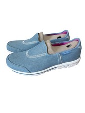 Skechers Performance Go Walk Classic Light Denim Slip On Comfort Shoes Size 8