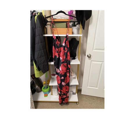 Victoria s Secret  ￼ Floral Satin Slip Maxi Dress Sleeveless Black Red Pink S/P