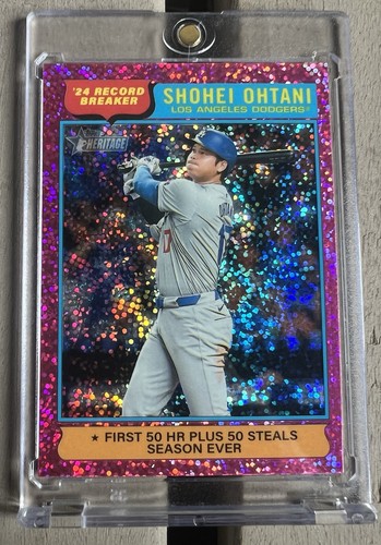 2025 Topps Heritage ‘24 Record Breakers SHOHEI OHTANI #1 Chrome Pink Sparkle SP