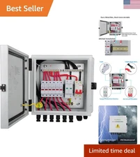 Durable Metal 6 String Solar Combiner Box - Safety Enhanced with Circuit Breaker