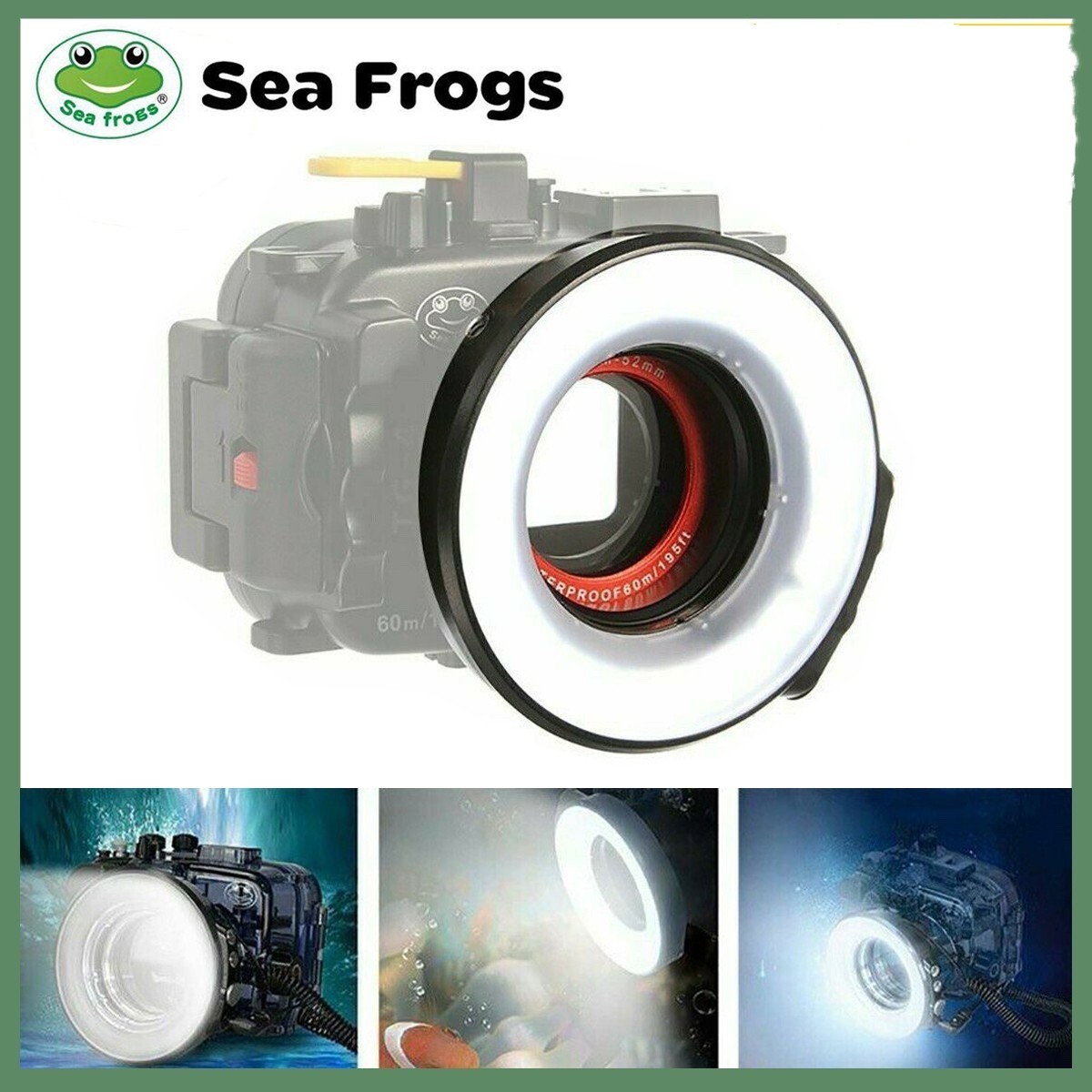 Seafrogs SL-108 40m Waterproof Macro Ring Flash Light 1200 LM Rechargeable Light